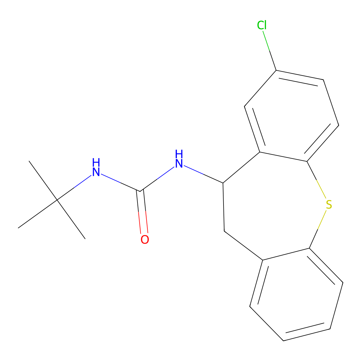 Urea, N-(8-chloro-10,11-dihydrodibenzo(b,f)thiepin-10-yl)-N'-(1,1-dimethylethyl)- molecular structure, CAS 69195-67-1