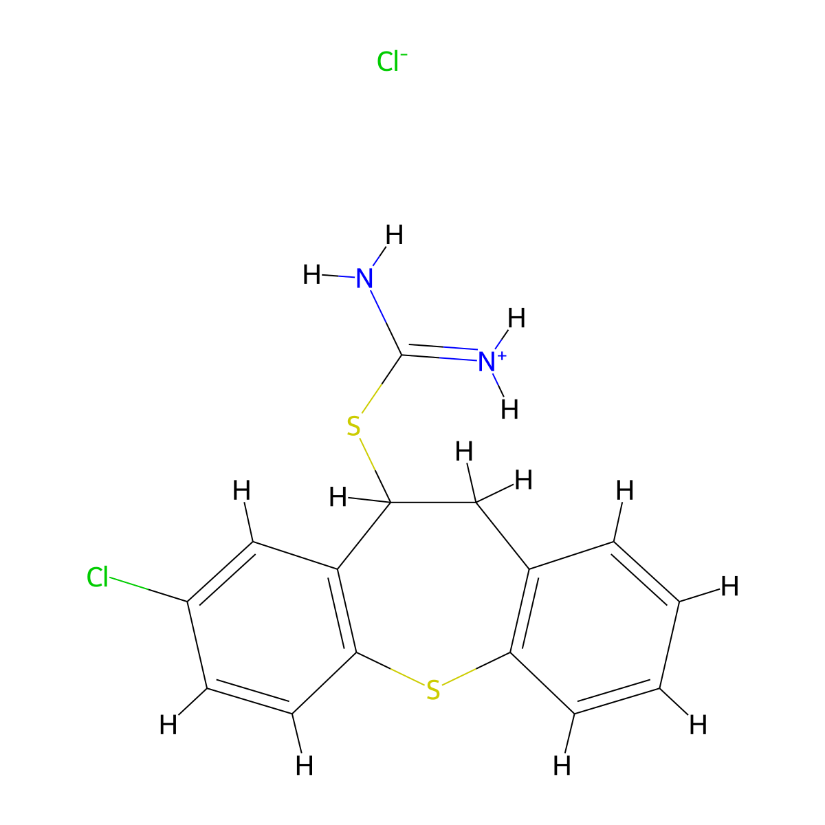 Carbamimidothioic acid, 8-chloro-10,11-dihydrodibenzo(b,f)thiepin-10-yl ester, hydrochloride,hydrate (1:1:1) molecular structure, CAS 69195-78-4