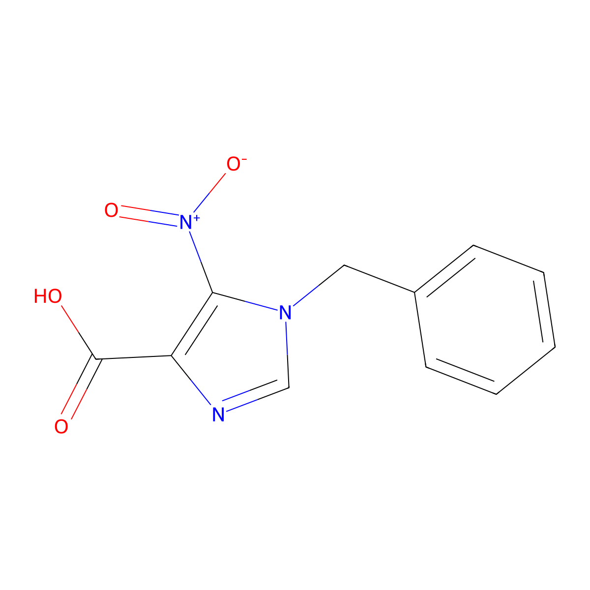 1-Benzyl-5-nitro-1H-imidazole-4-carboxylic acid molecular structure, CAS 69195-96-6