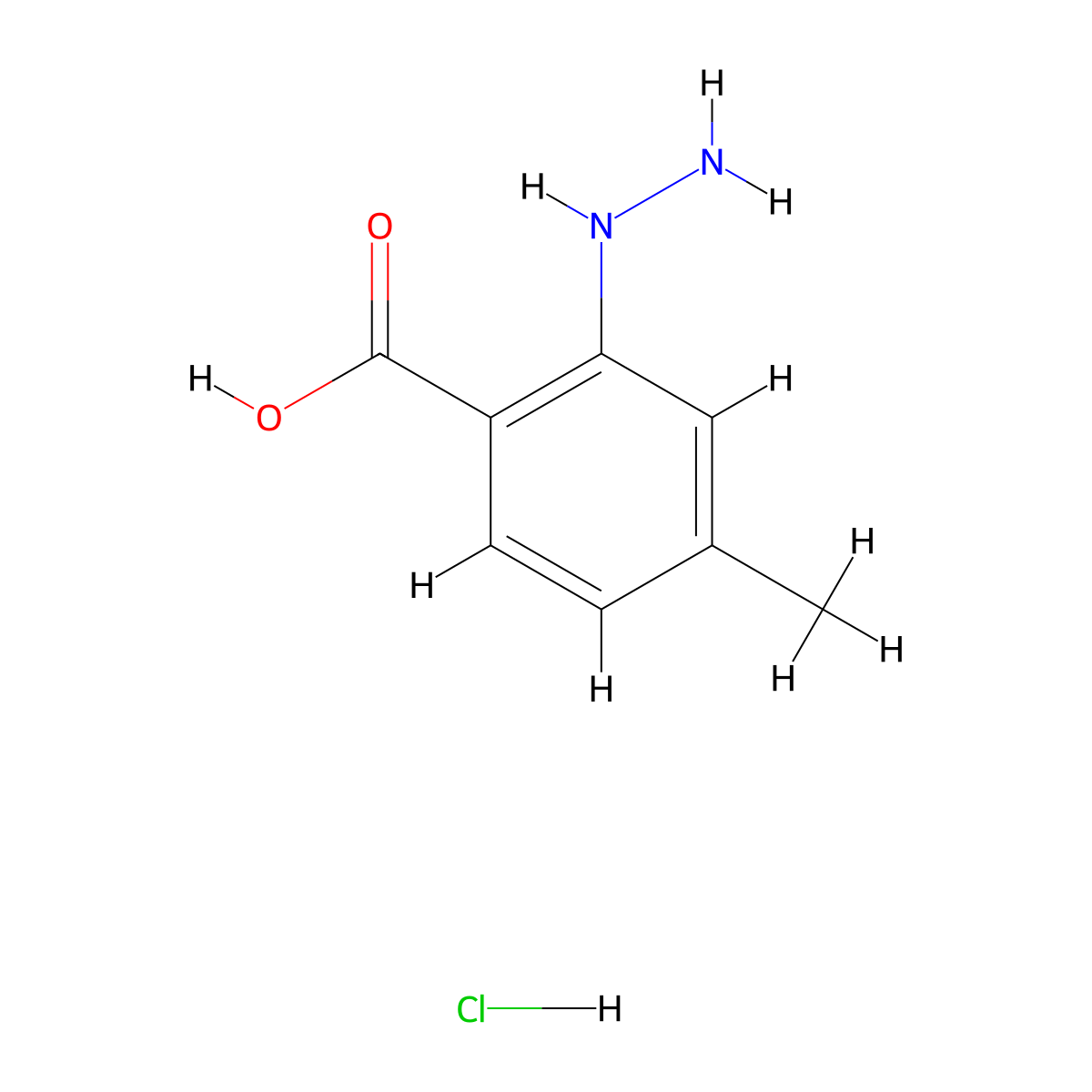 2-Hydrazinyl-4-methylbenzoic acid hydrochloride molecular structure, CAS 69196-07-2