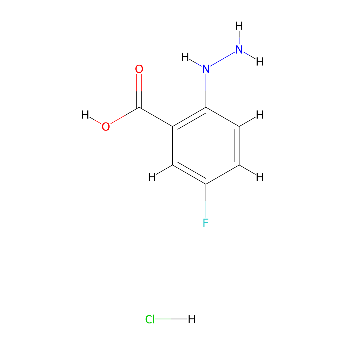 5-Fluoro-2-hydrazino-benzoic acid hydrochloride molecular structure, CAS 69196-09-4
