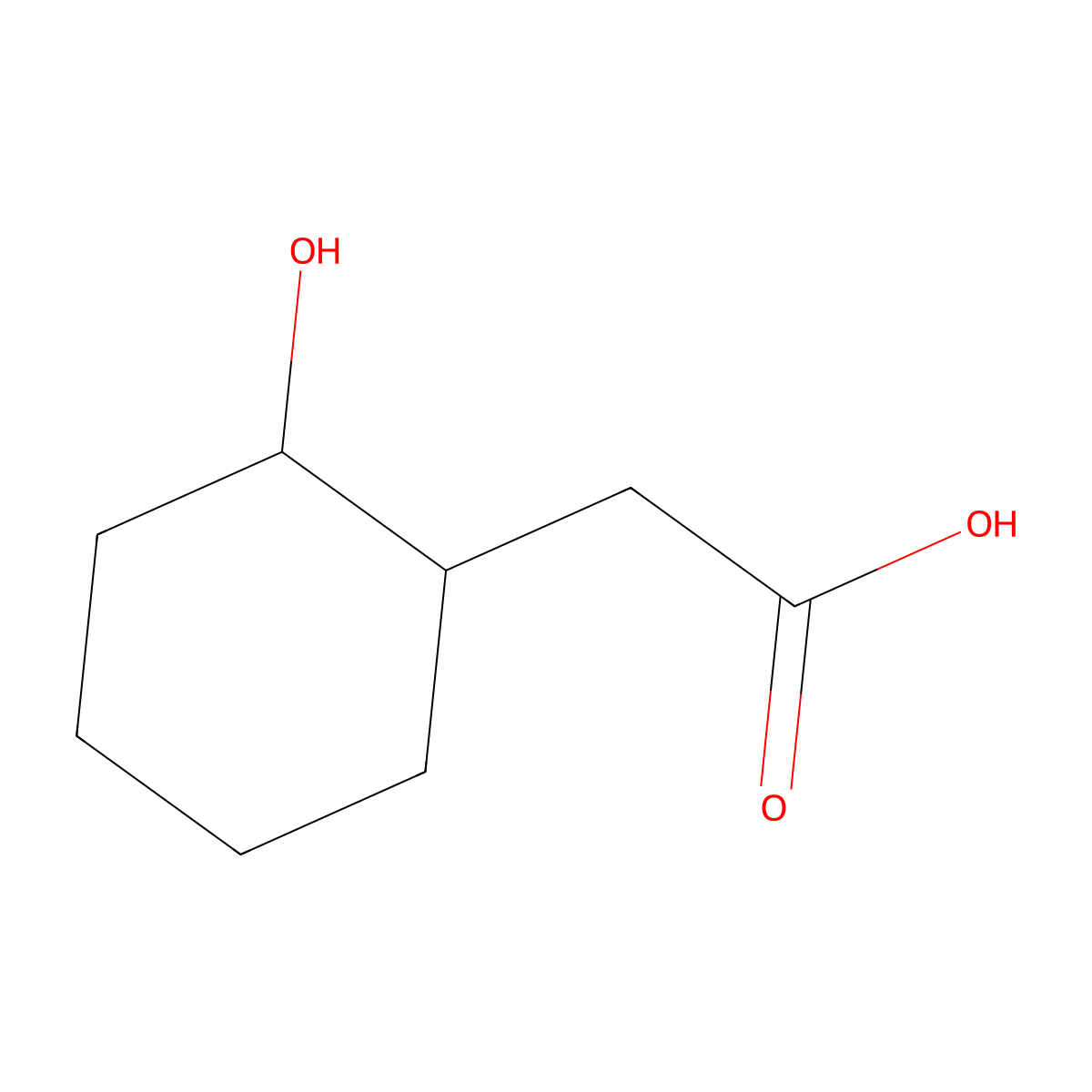 2-(2-Hydroxycyclohexyl)acetic acid molecular structure, CAS 69198-05-6