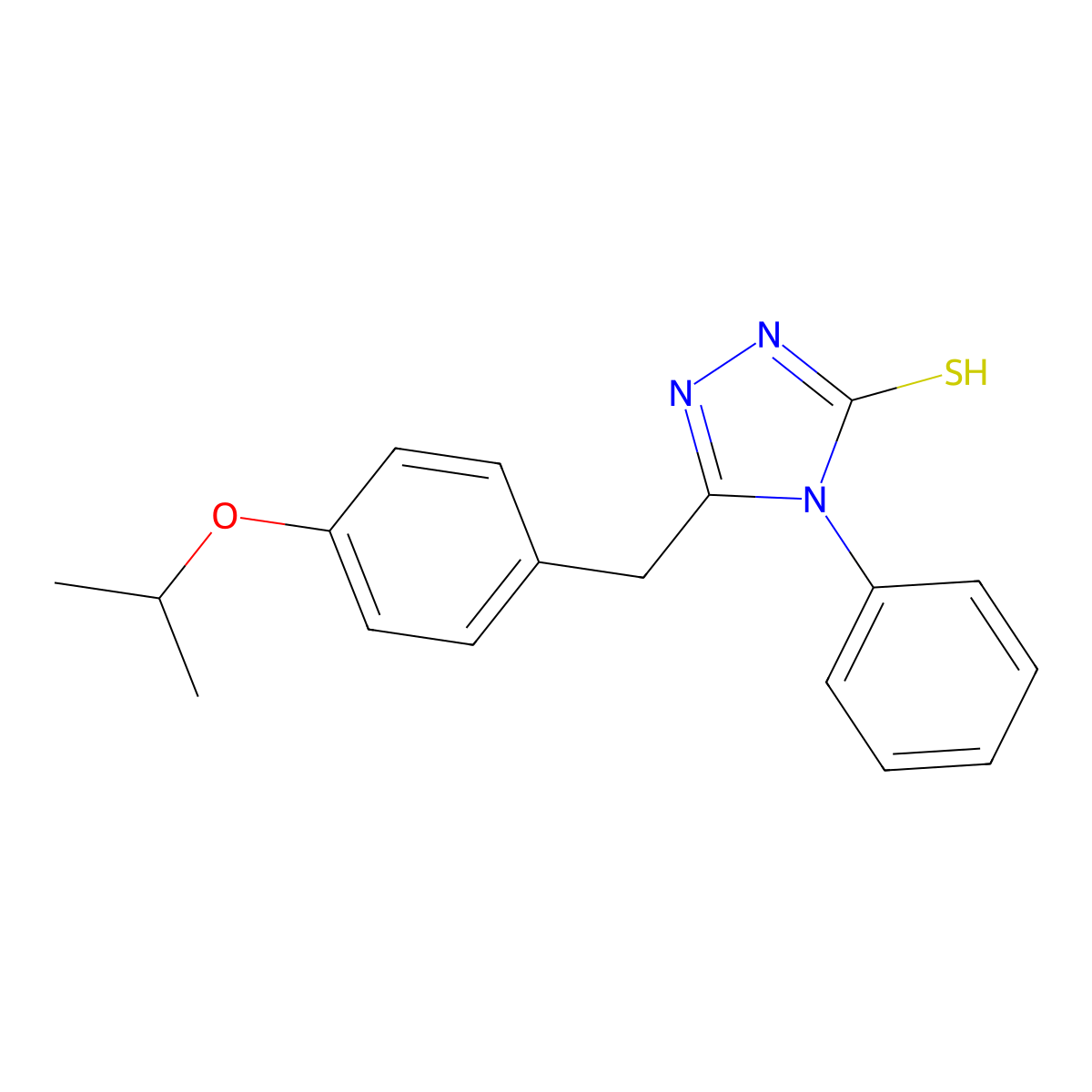 4-phenyl-3-[(4-propan-2-yloxyphenyl)methyl]-1H-1,2,4-triazole-5-thione molecular structure, CAS 69198-34-1