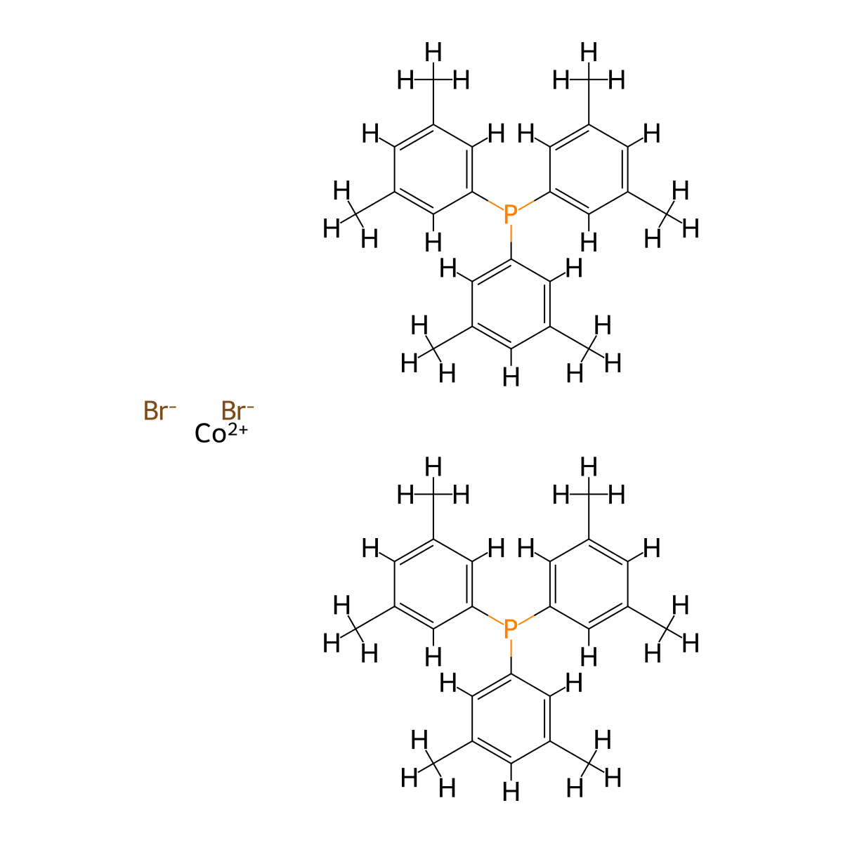 Cobalt, dibromobis(tris(3,5-dimethylphenyl)phosphine)-, (T-4)- molecular structure, CAS 69198-43-2