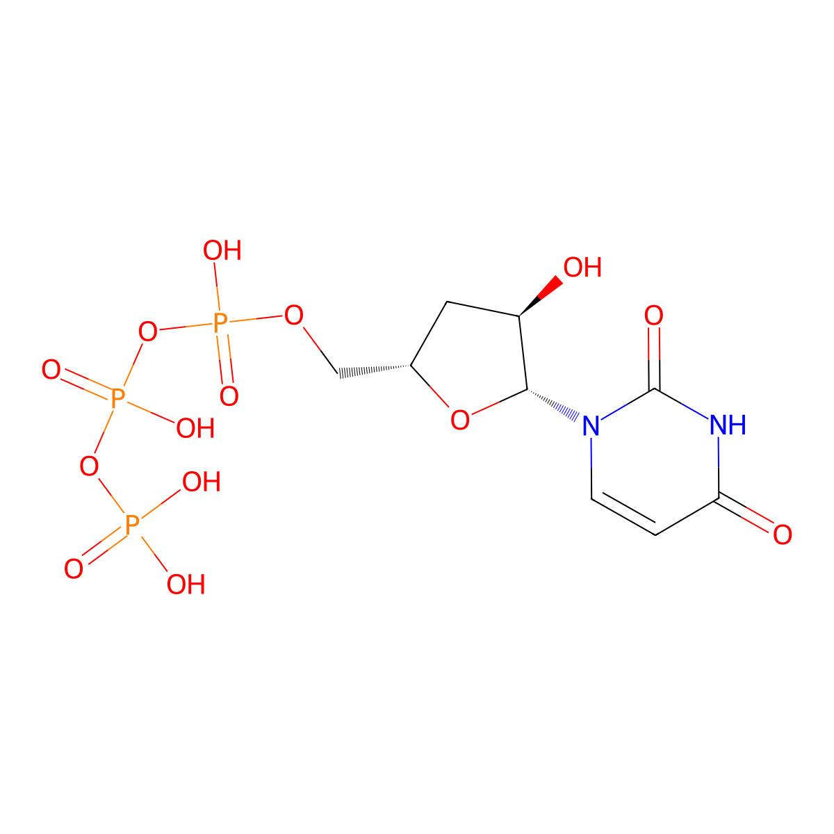 Uridine 5'-(tetrahydrogen triphosphate), 3'-deoxy- molecular structure, CAS 69199-40-2