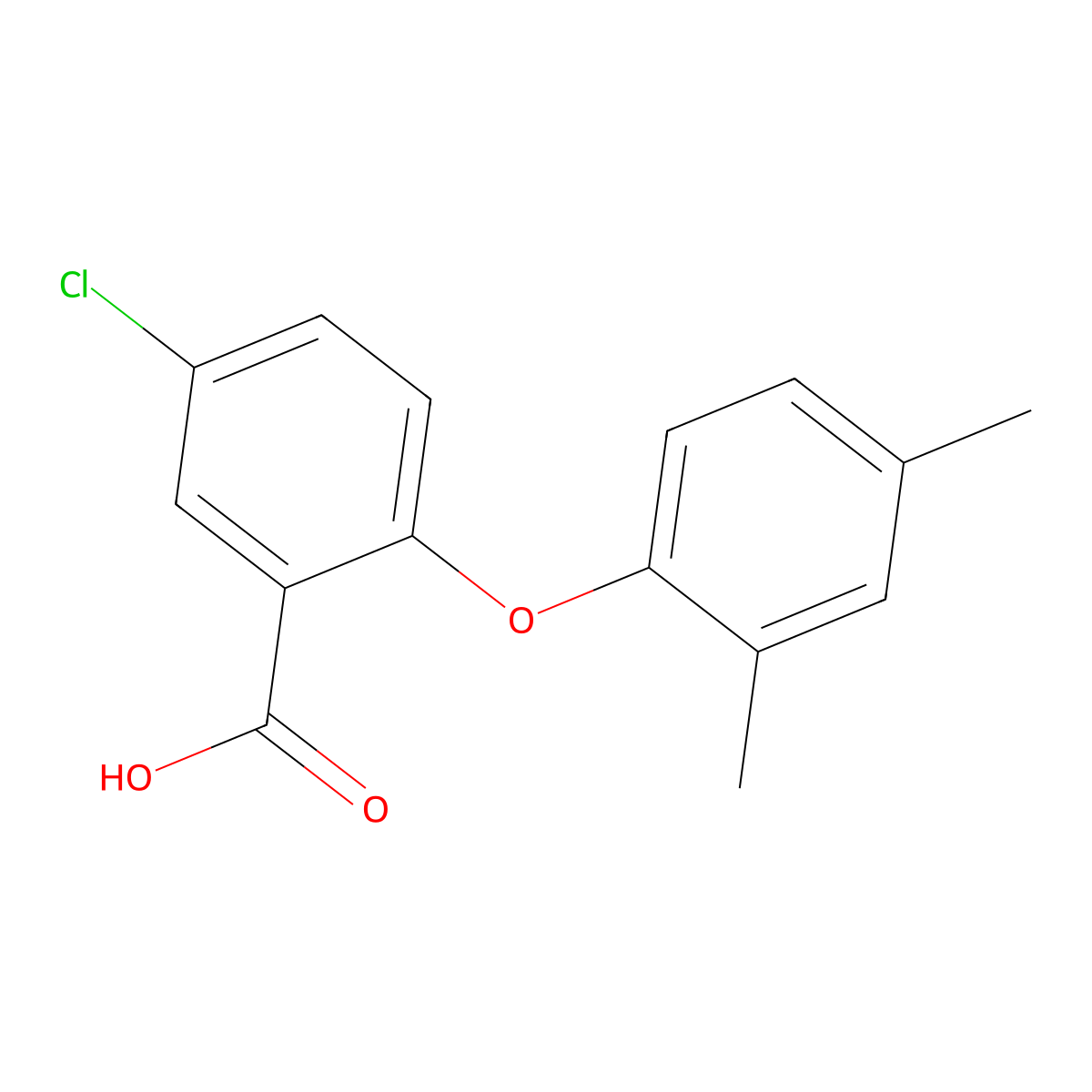 2-(2,4-Dimethylphenoxy)-5-chlorobenzoic acid molecular structure, CAS 69199-75-3
