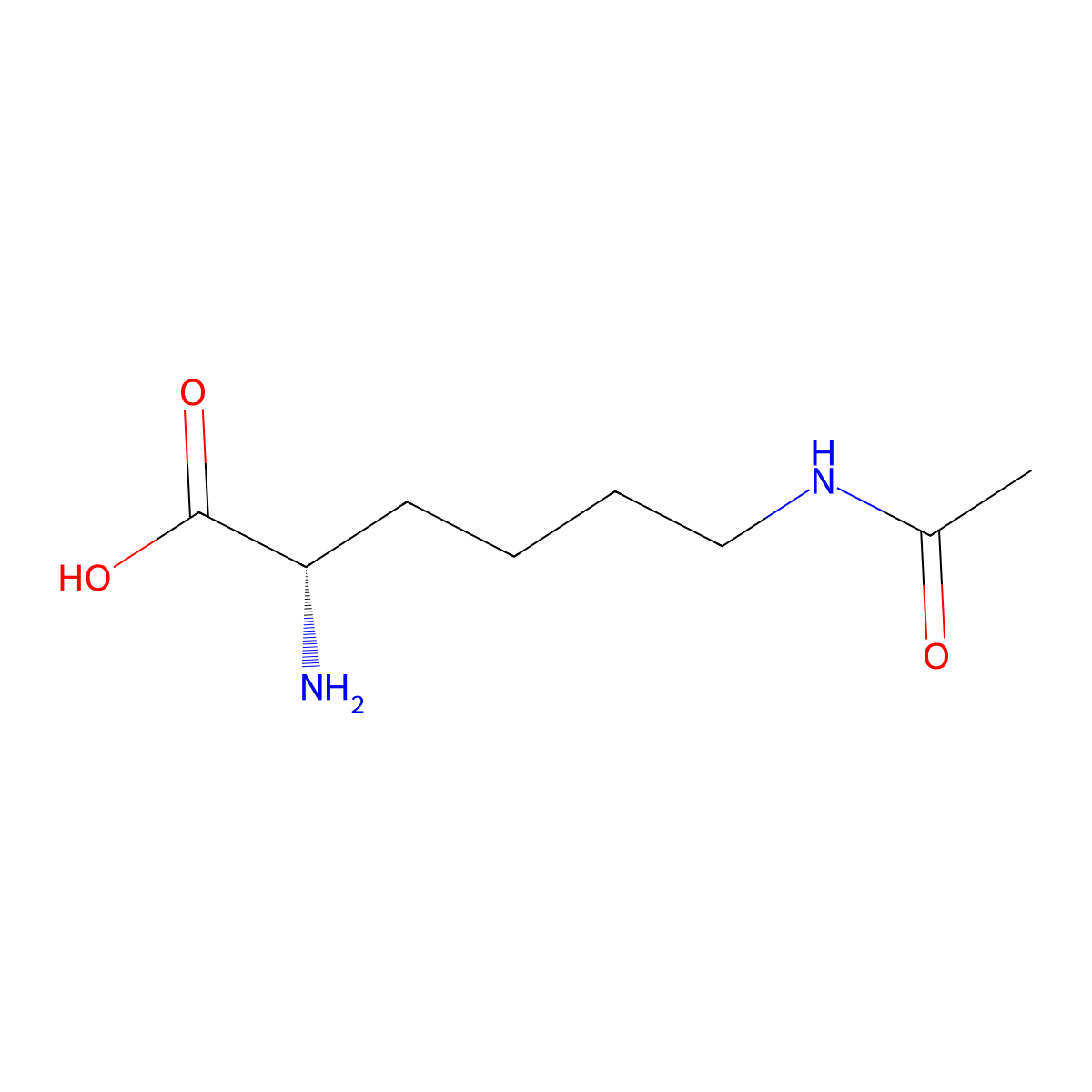 epsilon-Acetyl-L-lysine molecular structure, CAS 692-04-6