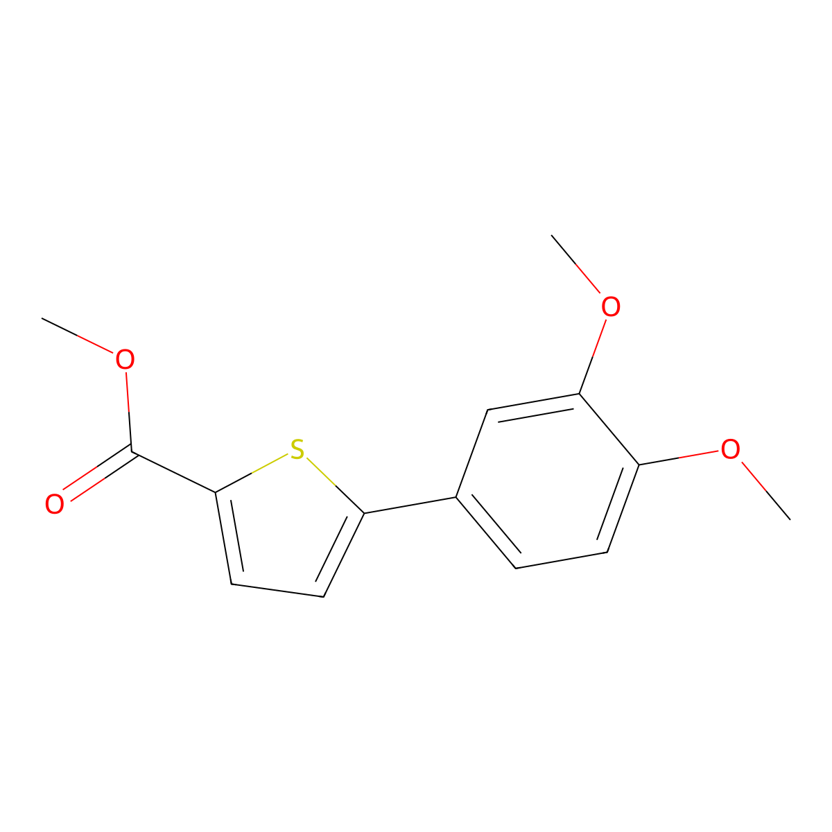 Methyl 5-(3,4-dimethoxyphenyl)-2-thiophenecarboxylate molecular structure, CAS 69202-22-8