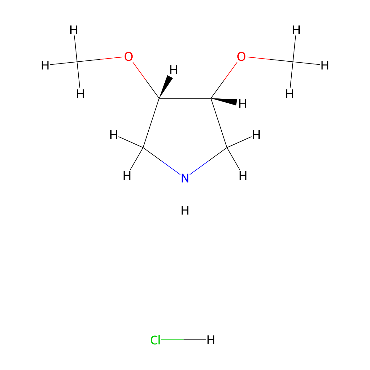 rac-(3R,4S)-3,4-dimethoxypyrrolidine hydrochloride molecular structure, CAS 692058-79-0