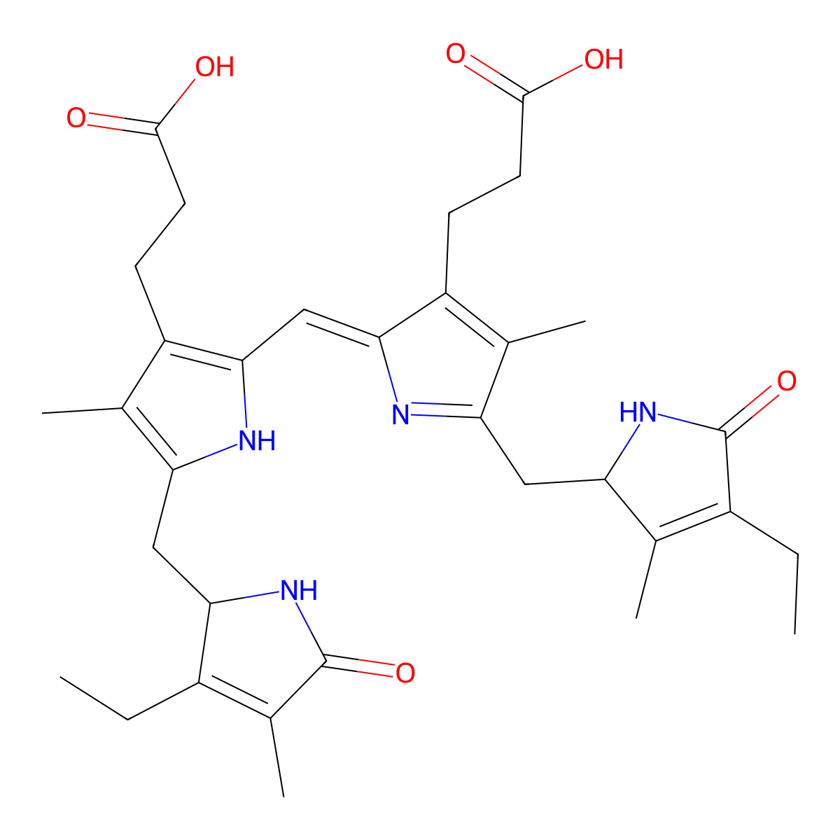 Urobilin, (+)- molecular structure, CAS 6921-61-5
