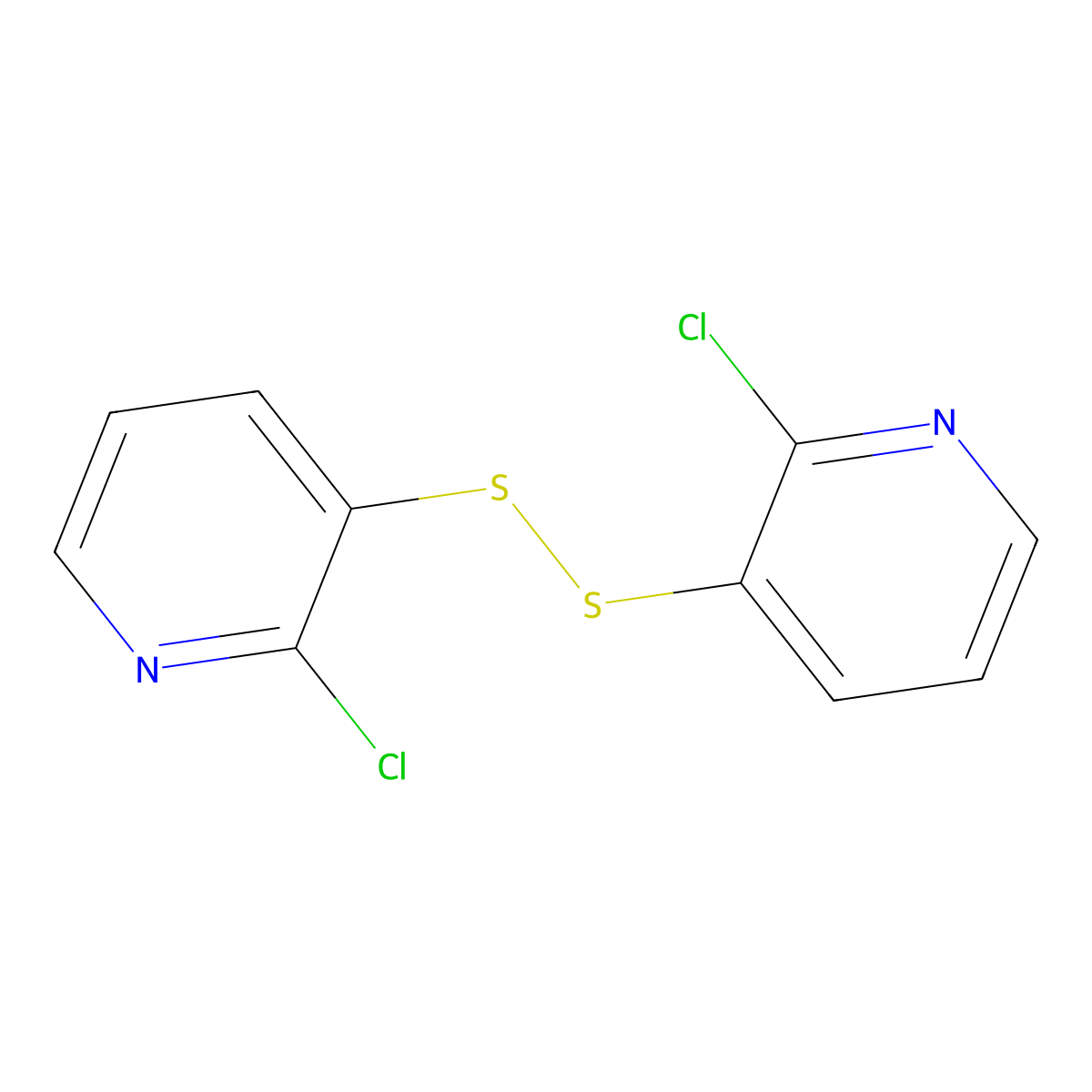 2-Chloro-3-((2-chloro-3-pyridinyl)dithio)pyridine molecular structure, CAS 69212-33-5
