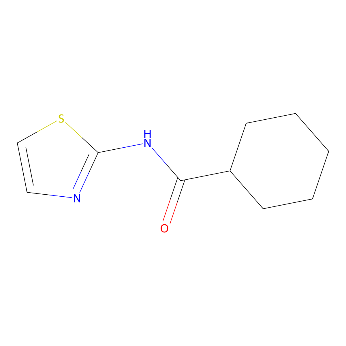 N-(1,3-thiazol-2-yl)cyclohexanecarboxamide molecular structure, CAS 69212-64-2