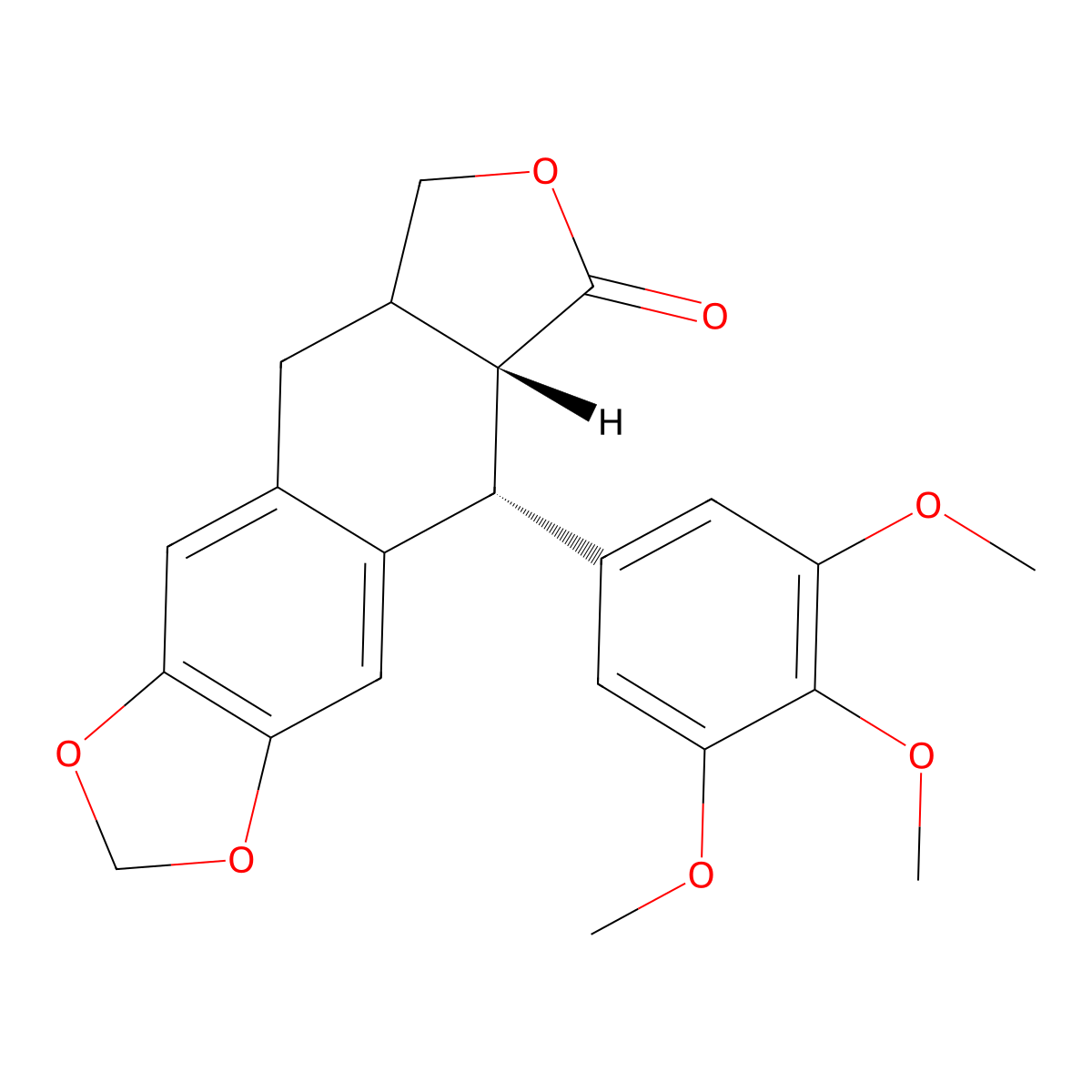 (5R,5aR)-5-(3,4,5-trimethoxyphenyl)-5a,8,8a,9-tetrahydro-5H-[2]benzofuro[5,6-f][1,3]benzodioxol-6-one molecular structure, CAS 69222-20-4