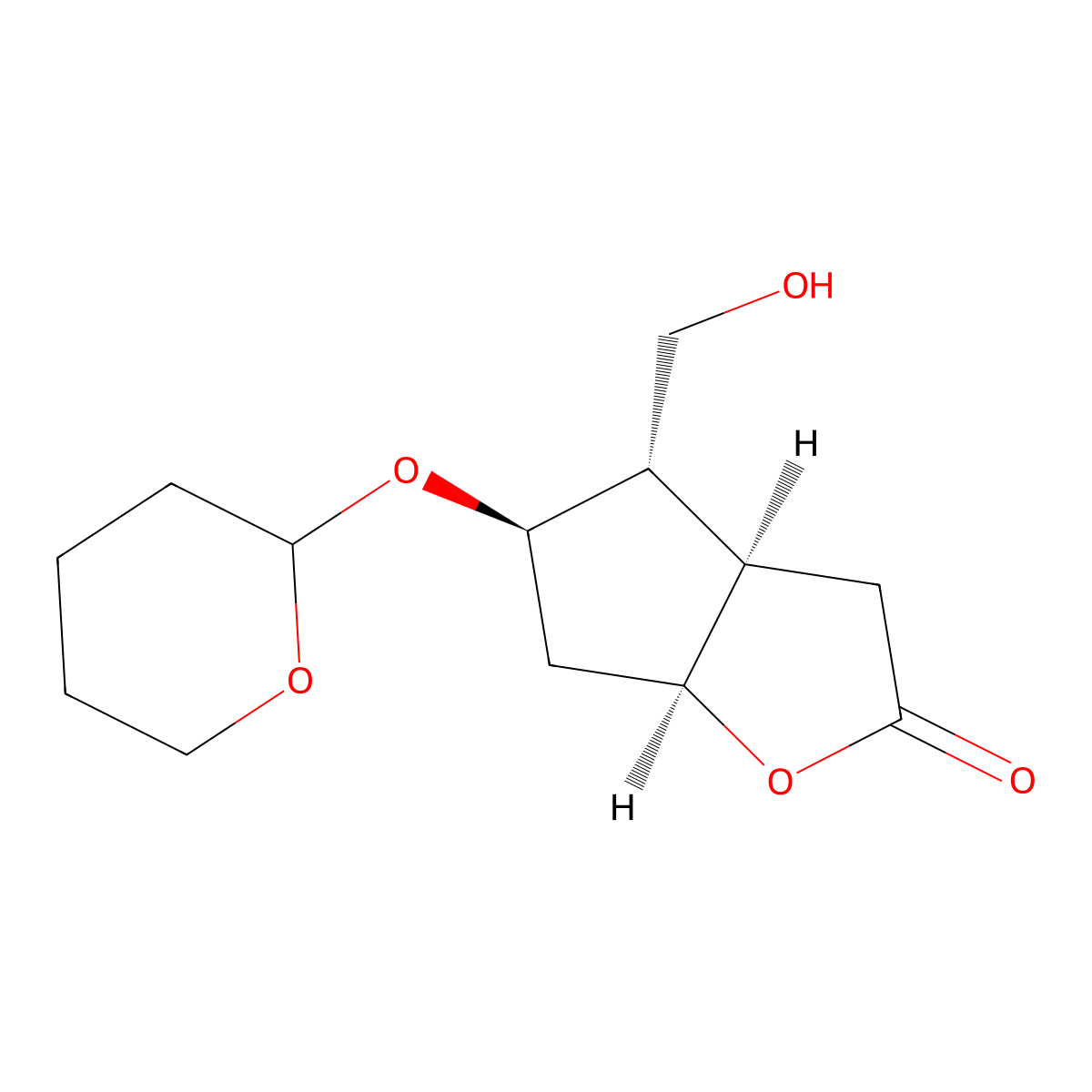 (3aR,4S,5R,6aS)-4-(Hydroxymethyl)-5-((tetrahydro-2H-pyran-2-yl)oxy)hexahydro-2H-cyclopenta[b]furan-2-one molecular structure, CAS 69222-61-3