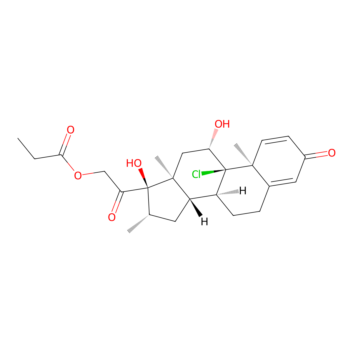 Beclometasone 21-propionate molecular structure, CAS 69224-79-9