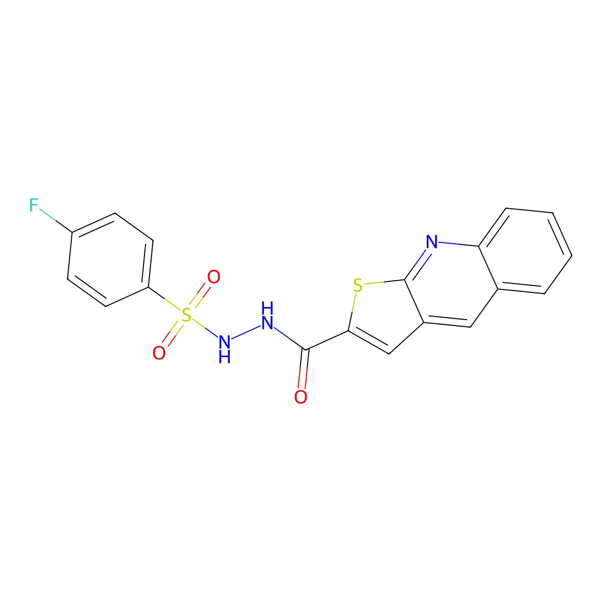 4-fluoro-N'-(thieno[2,3-b]quinolin-2-ylcarbonyl)benzenesulfonohydrazide molecular structure, CAS 692260-14-3