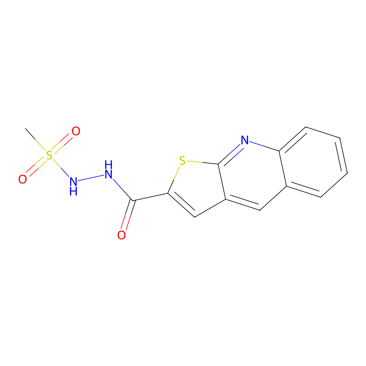 N'-(thieno[2,3-b]quinolin-2-ylcarbonyl)methanesulfonohydrazide molecular structure, CAS 692260-15-4