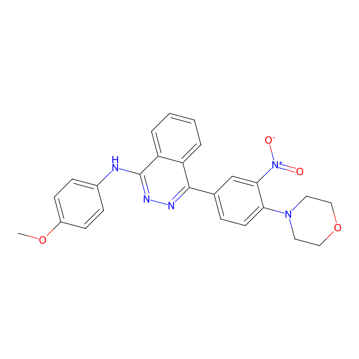 N-(4-methoxyphenyl)-4-(4-morpholin-4-yl-3-nitrophenyl)phthalazin-1-amine molecular structure, CAS 692260-36-9