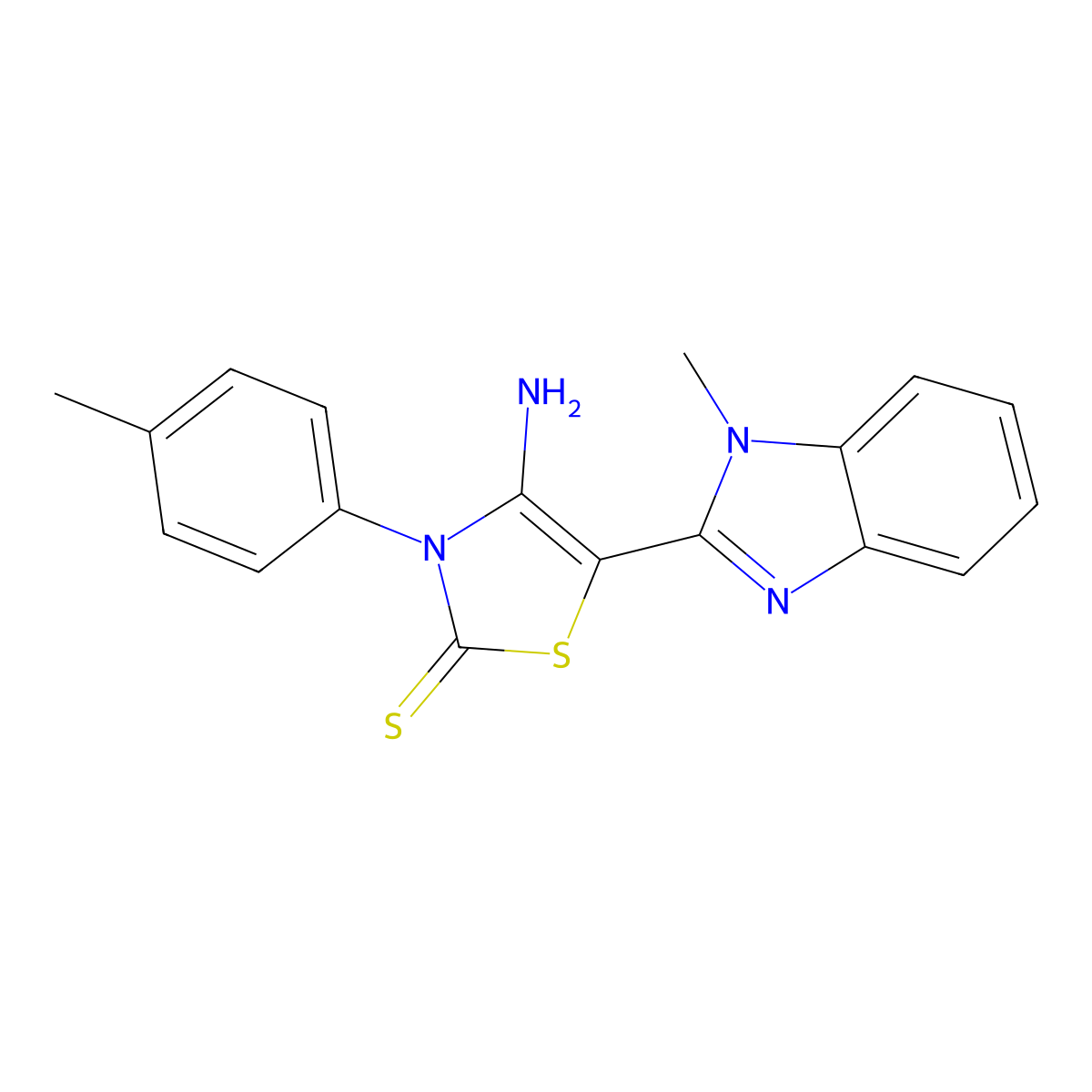 4-amino-5-(1-methyl-1H-benzimidazol-2-yl)-3-(4-methylphenyl)-1,3-thiazole-2(3H)-thione molecular structure, CAS 692260-77-8