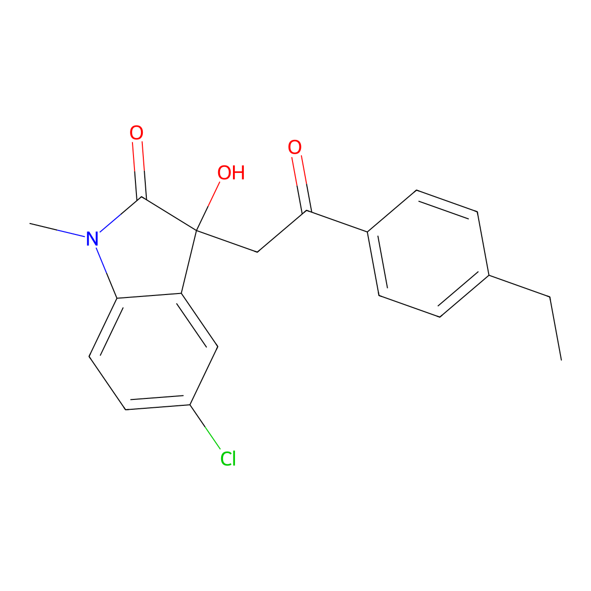 5-chloro-3-[2-(4-ethylphenyl)-2-oxoethyl]-3-hydroxy-1-methyl-1,3-dihydro-2H-indol-2-one molecular structure, CAS 692260-85-8