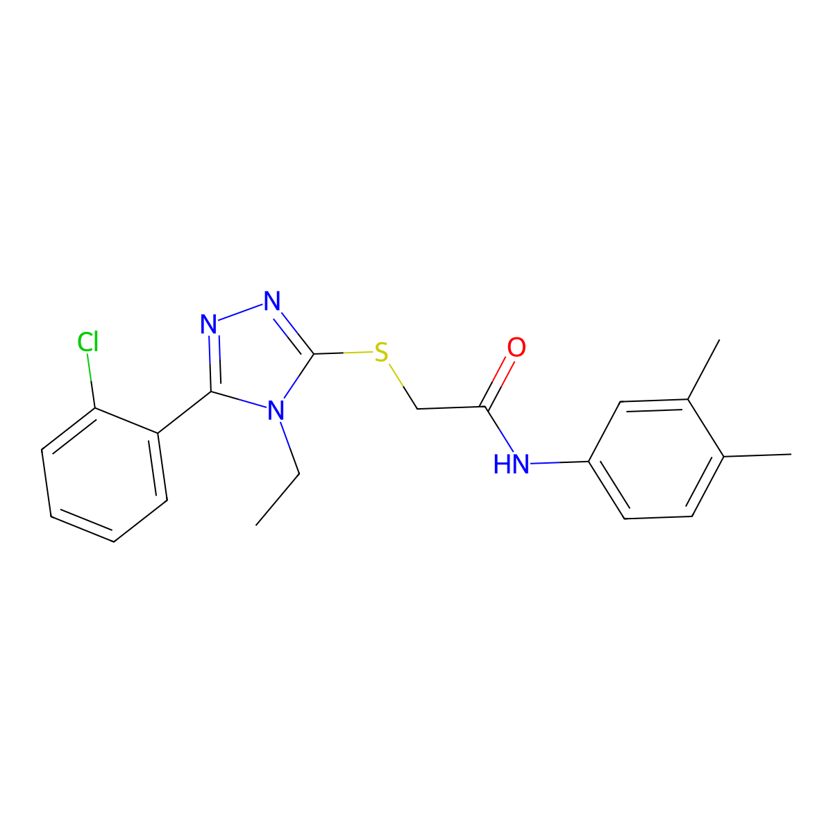 2-{[5-(2-chlorophenyl)-4-ethyl-4H-1,2,4-triazol-3-yl]sulfanyl}-N-(3,4-dimethylphenyl)acetamide molecular structure, CAS 692260-87-0