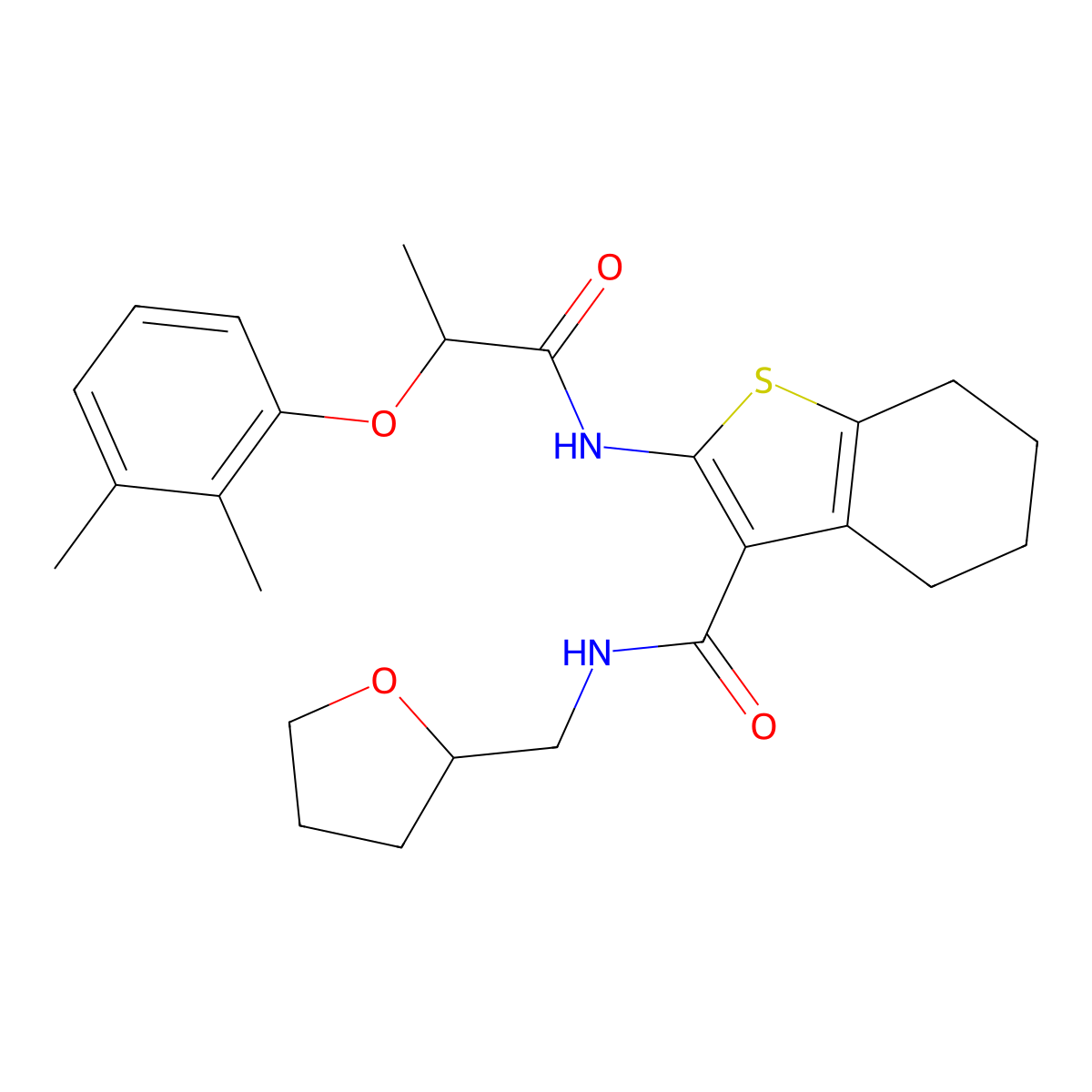 2-[2-(2,3-dimethylphenoxy)propanoylamino]-N-(oxolan-2-ylmethyl)-4,5,6,7-tetrahydro-1-benzothiophene-3-carboxamide molecular structure, CAS 692260-96-1