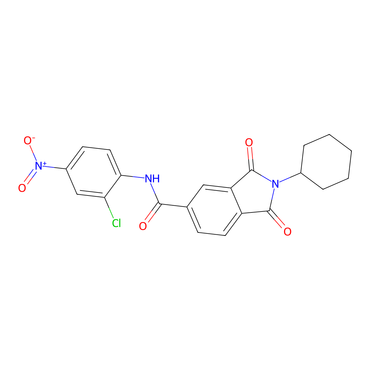 N-(2-chloro-4-nitrophenyl)-2-cyclohexyl-1,3-dioxoisoindole-5-carboxamide molecular structure, CAS 692261-14-6