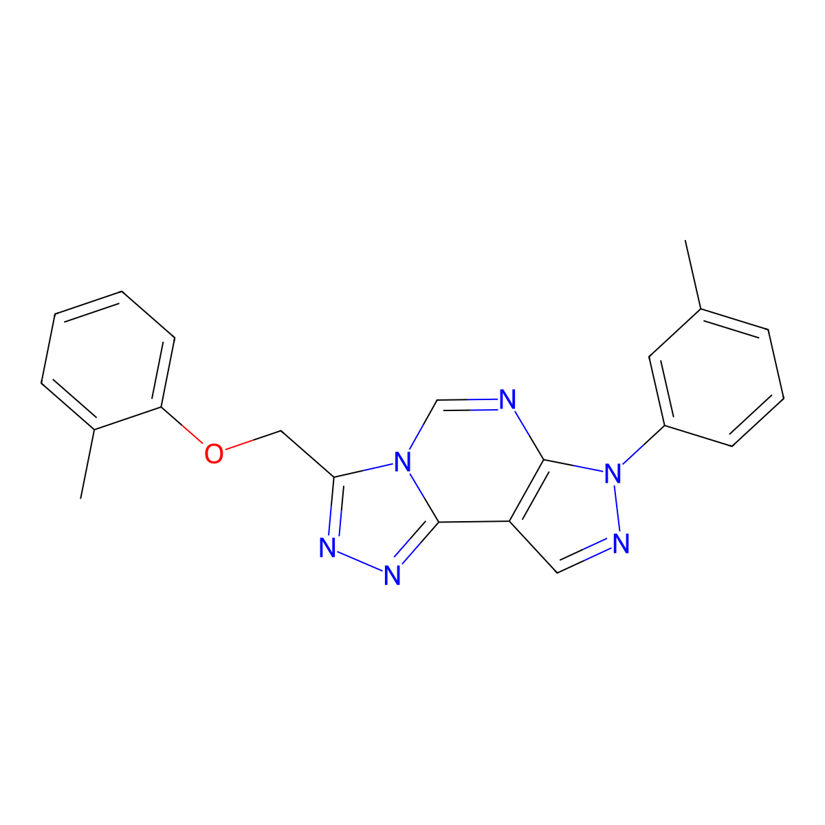 7-(m-tolyl)-3-((o-tolyloxy)methyl)-7H-pyrazolo[4,3-e][1,2,4]triazolo[4,3-c]pyrimidine molecular structure, CAS 692261-16-8