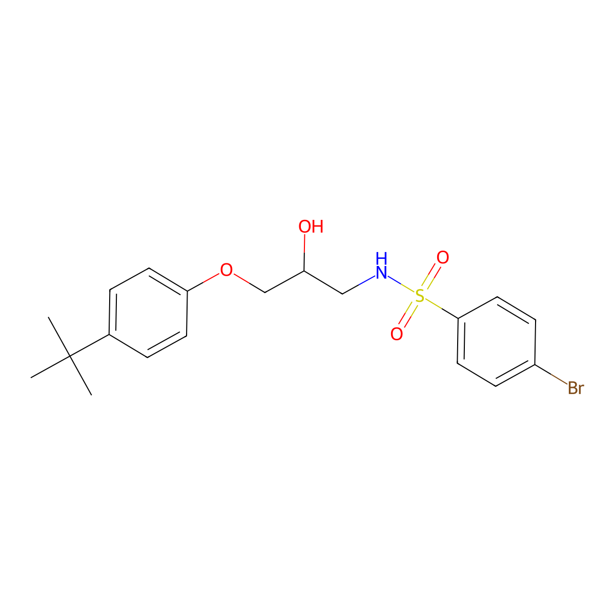 4-bromo-N-[3-(4-tert-butylphenoxy)-2-hydroxypropyl]benzenesulfonamide molecular structure, CAS 692261-20-4