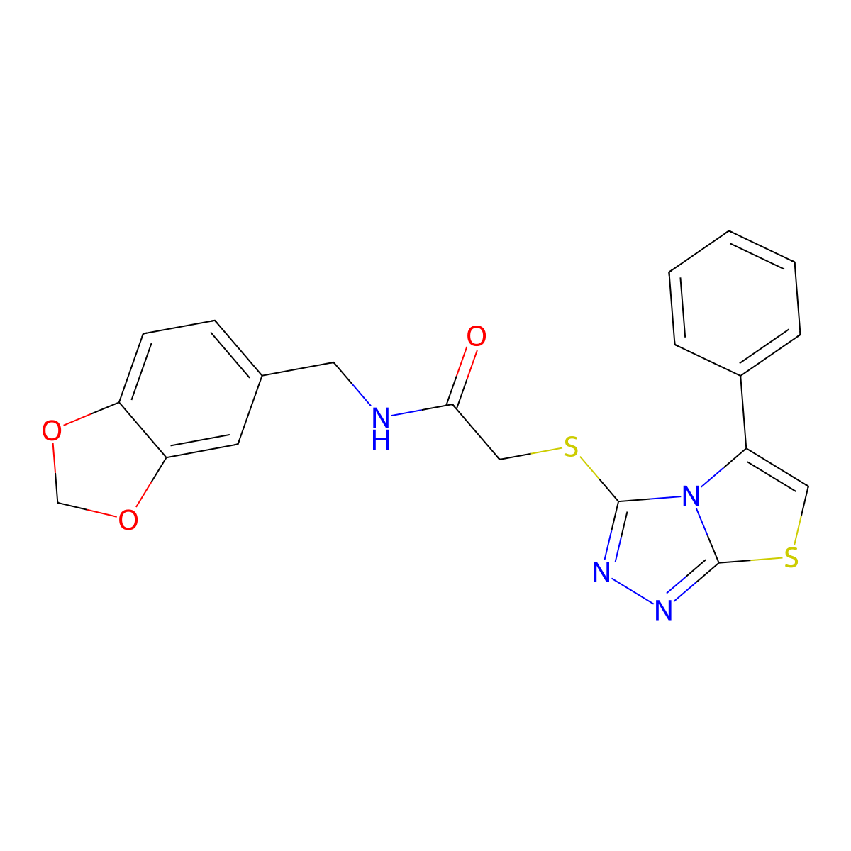 N-(1,3-benzodioxol-5-ylmethyl)-2-[(5-phenyl-[1,3]thiazolo[2,3-c][1,2,4]triazol-3-yl)sulfanyl]acetamide molecular structure, CAS 692261-37-3