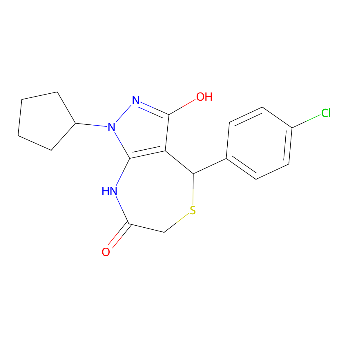 4-(4-chlorophenyl)-1-cyclopentyl-4,8-dihydro-2H-pyrazolo[3,4-e][1,4]thiazepine-3,7-dione molecular structure, CAS 692261-54-4