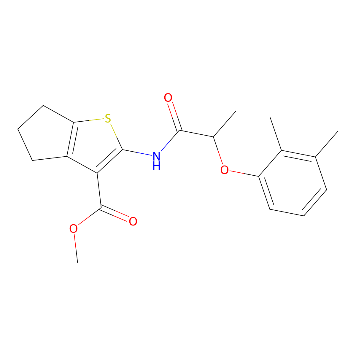 methyl 2-{[2-(2,3-dimethylphenoxy)propanoyl]amino}-5,6-dihydro-4H-cyclopenta[b]thiophene-3-carboxylate molecular structure, CAS 692261-85-1