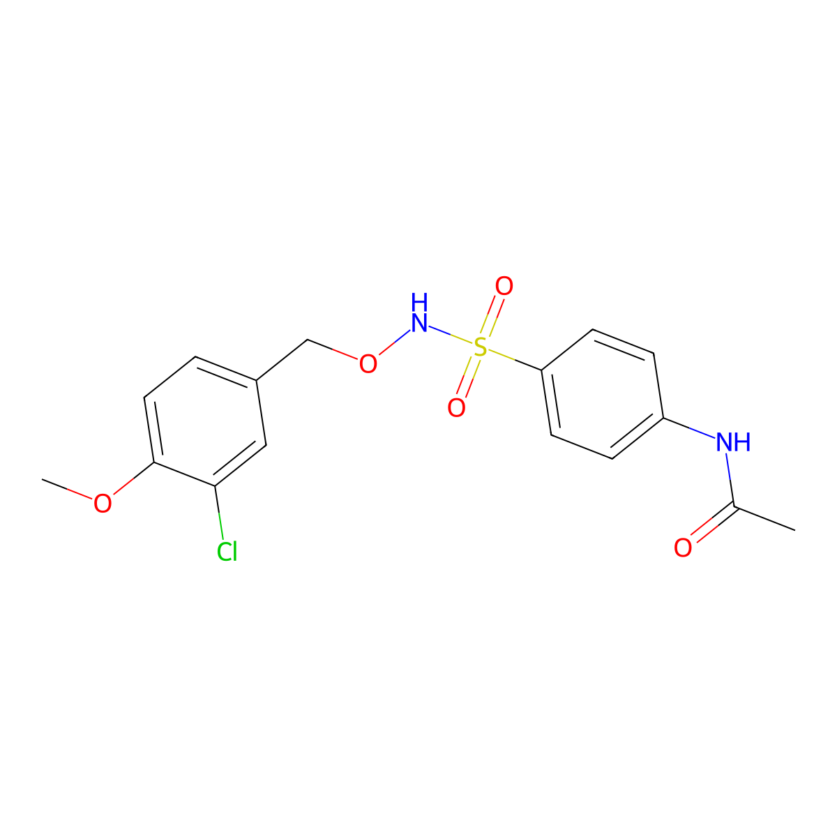 N-[4-[(3-chloro-4-methoxyphenyl)methoxysulfamoyl]phenyl]acetamide molecular structure, CAS 692262-06-9