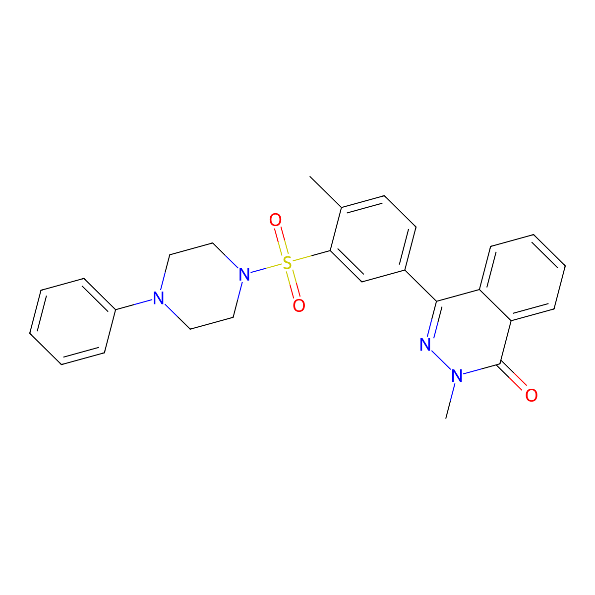 2-Methyl-4-[4-methyl-3-(4-phenylpiperazin-1-yl)sulfonylphenyl]phthalazin-1-one molecular structure, CAS 692262-14-9