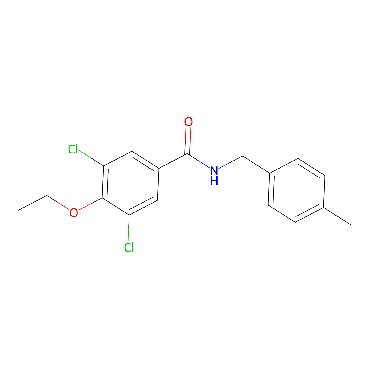 3,5-dichloro-4-ethoxy-N-[(4-methylphenyl)methyl]benzamide molecular structure, CAS 692262-42-3