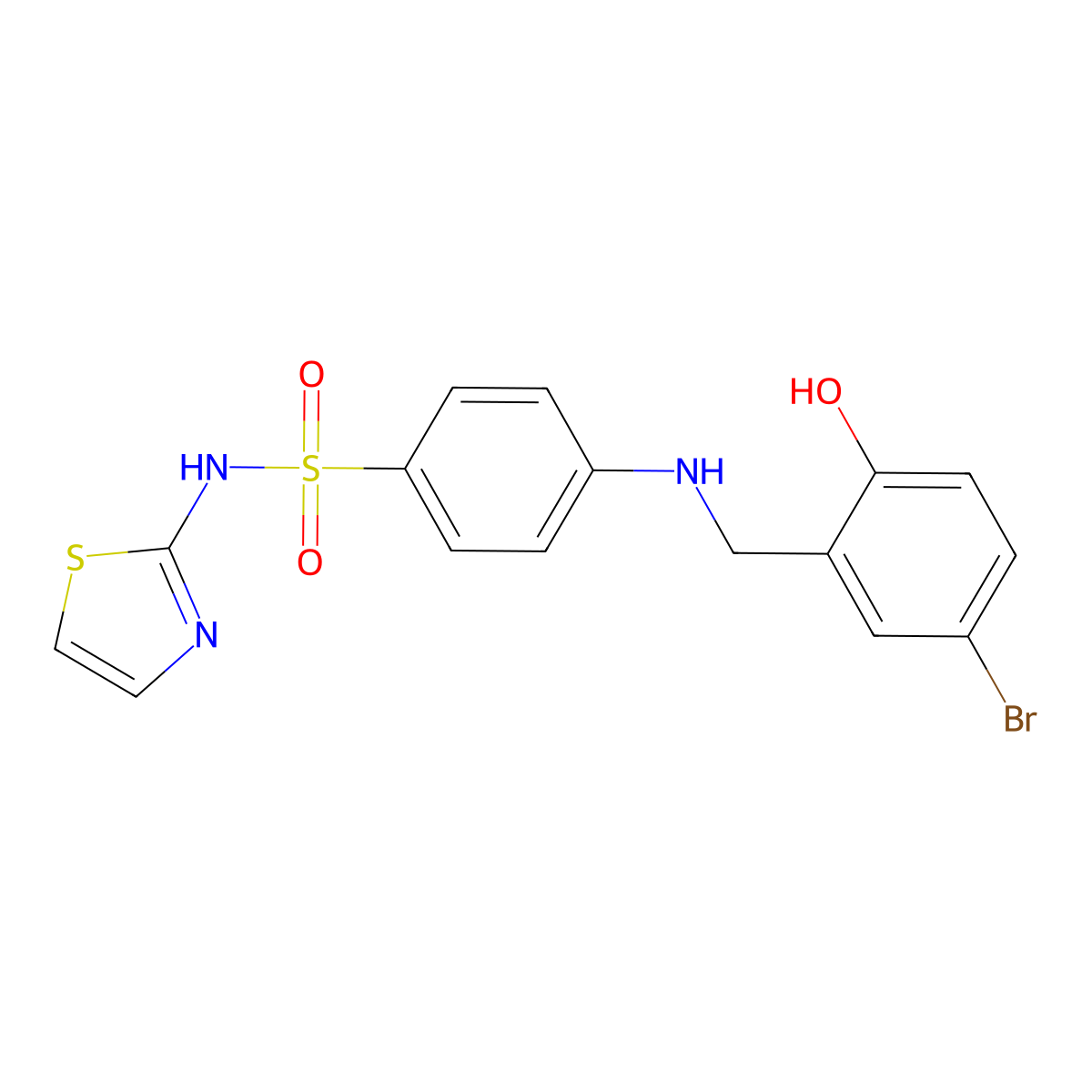 4-[(5-bromo-2-hydroxybenzyl)amino]-N-(1,3-thiazol-2-yl)benzenesulfonamide molecular structure, CAS 692262-59-2