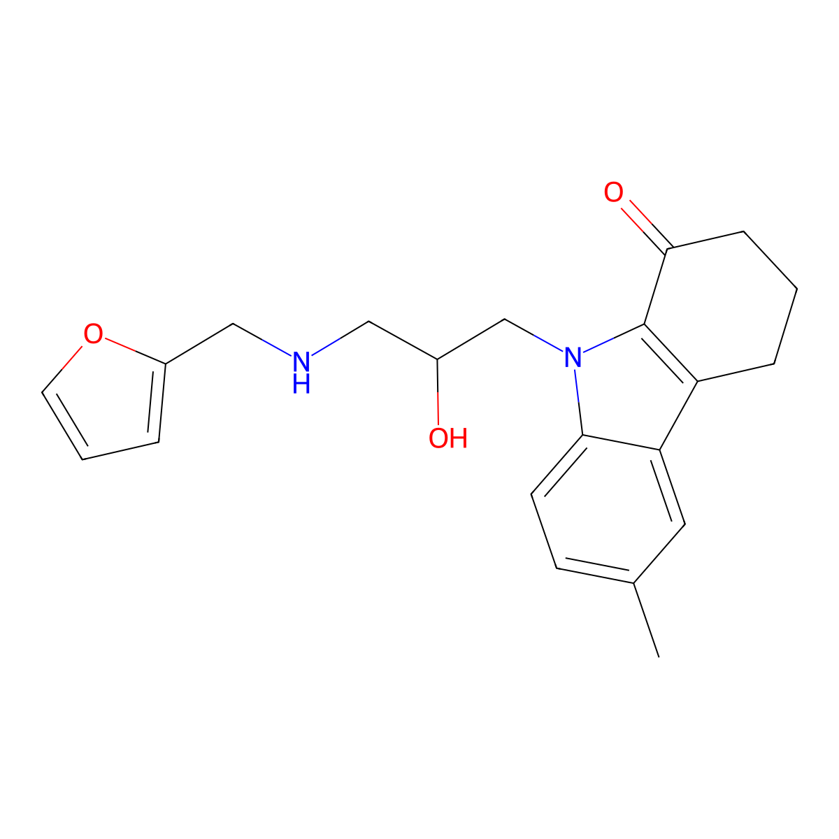 9-[3-(furan-2-ylmethylamino)-2-hydroxypropyl]-6-methyl-3,4-dihydro-2H-carbazol-1-one molecular structure, CAS 692262-69-4