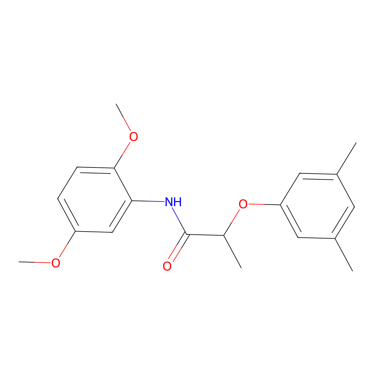 N-(2,5-dimethoxyphenyl)-2-(3,5-dimethylphenoxy)propanamide molecular structure, CAS 692262-72-9