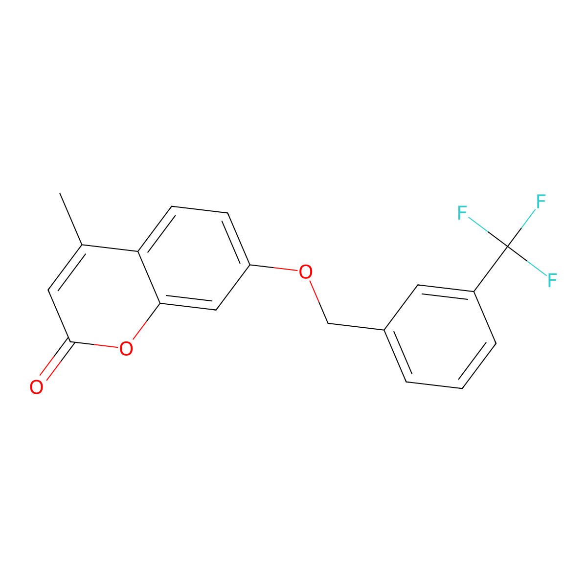 4-methyl-7-{[3-(trifluoromethyl)benzyl]oxy}-2H-chromen-2-one molecular structure, CAS 692262-80-9