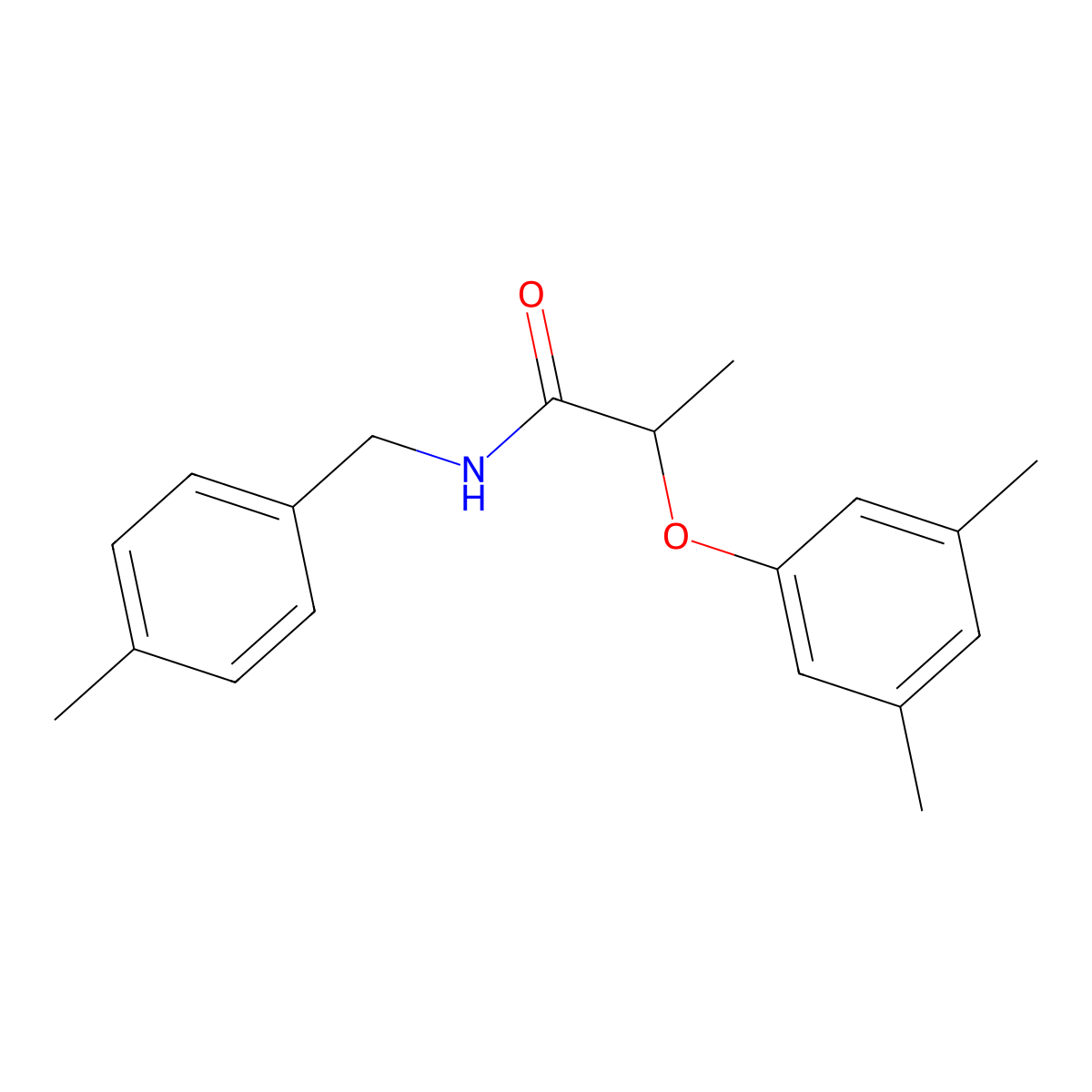2-(3,5-dimethylphenoxy)-N-[(4-methylphenyl)methyl]propanamide molecular structure, CAS 692262-82-1