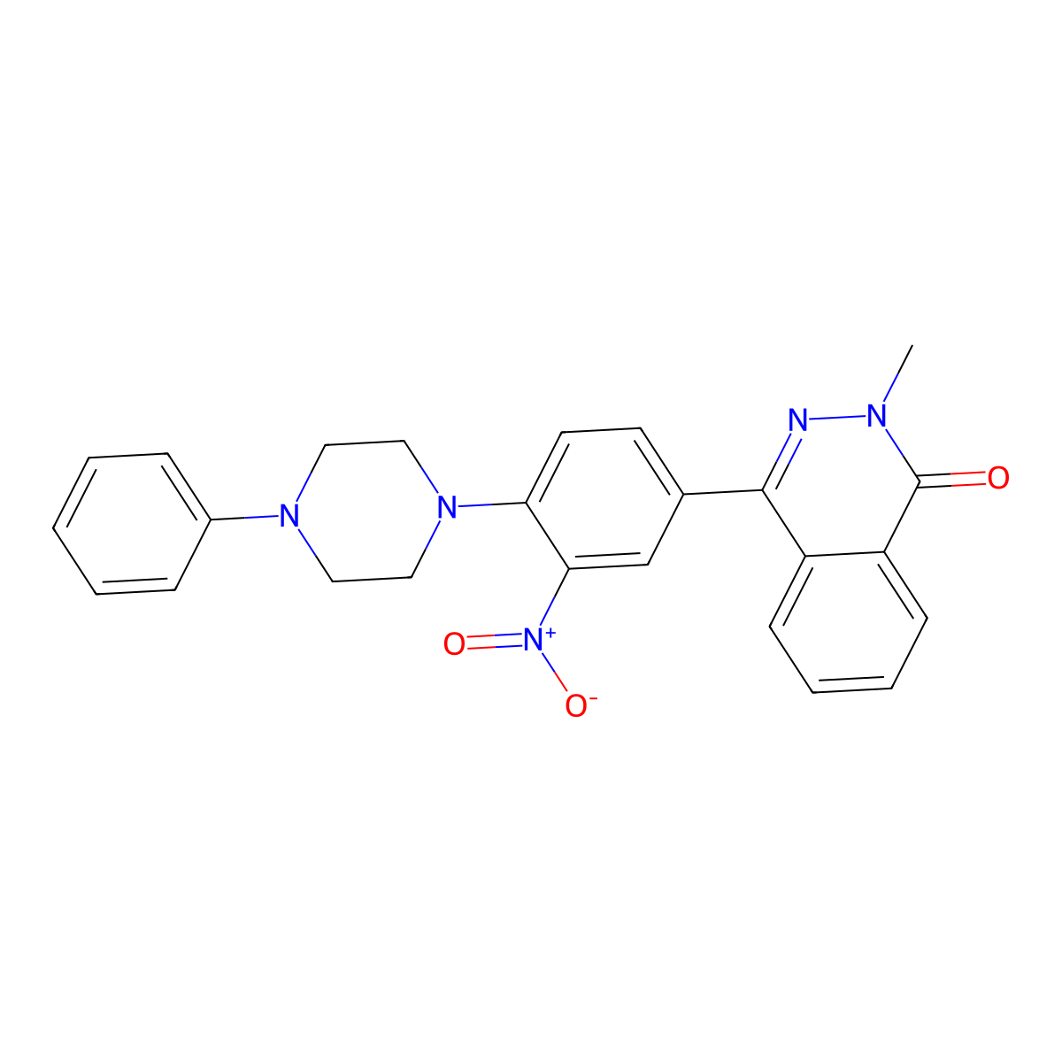 2-Methyl-4-[3-nitro-4-(4-phenylpiperazin-1-yl)phenyl]phthalazin-1-one molecular structure, CAS 692262-95-6