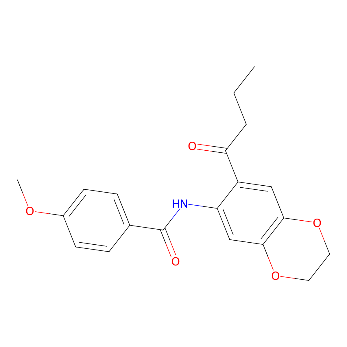 N-(7-butanoyl-2,3-dihydro-1,4-benzodioxin-6-yl)-4-methoxybenzamide molecular structure, CAS 692263-50-6