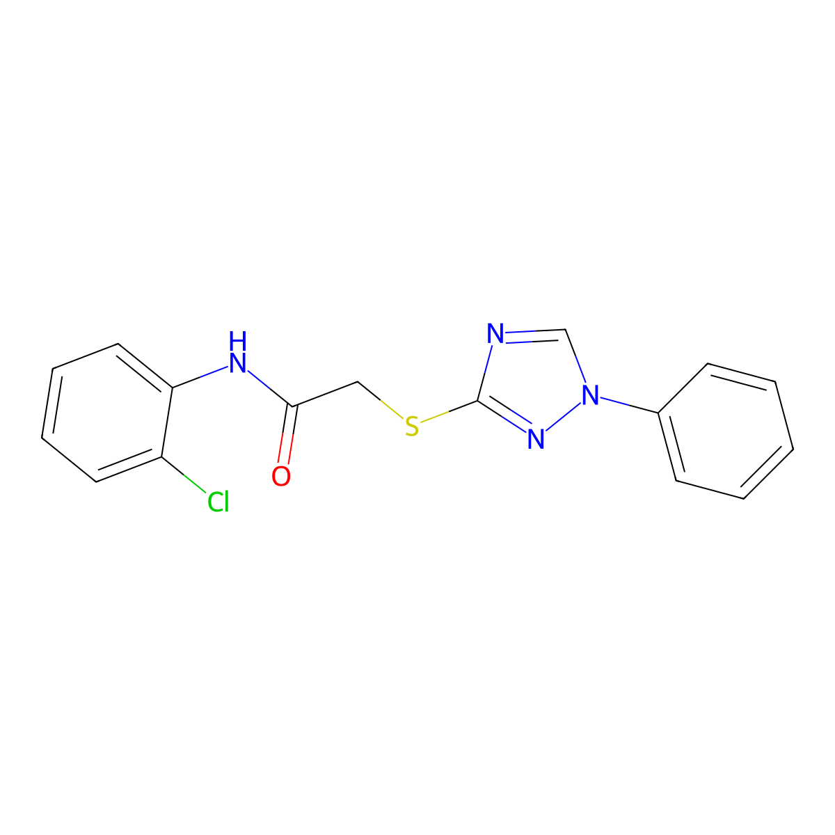 N-(2-chlorophenyl)-2-[(1-phenyl-1,2,4-triazol-3-yl)sulfanyl]acetamide molecular structure, CAS 692264-09-8