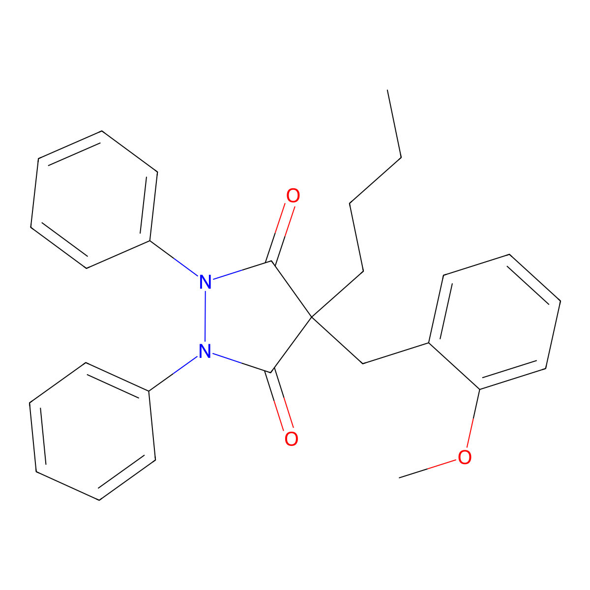 4-Butyl-4-(2-methoxybenzyl)-1,2-diphenylpyrazolidine-3,5-dione molecular structure, CAS 692264-20-3