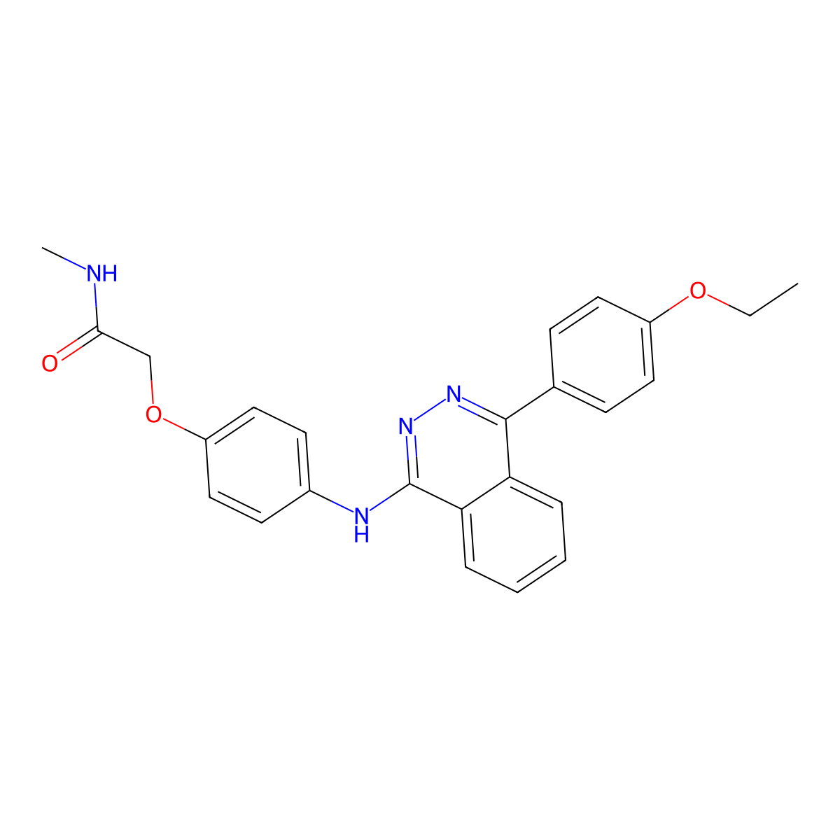2-[4-[[4-(4-ethoxyphenyl)phthalazin-1-yl]amino]phenoxy]-N-methylacetamide molecular structure, CAS 692264-22-5