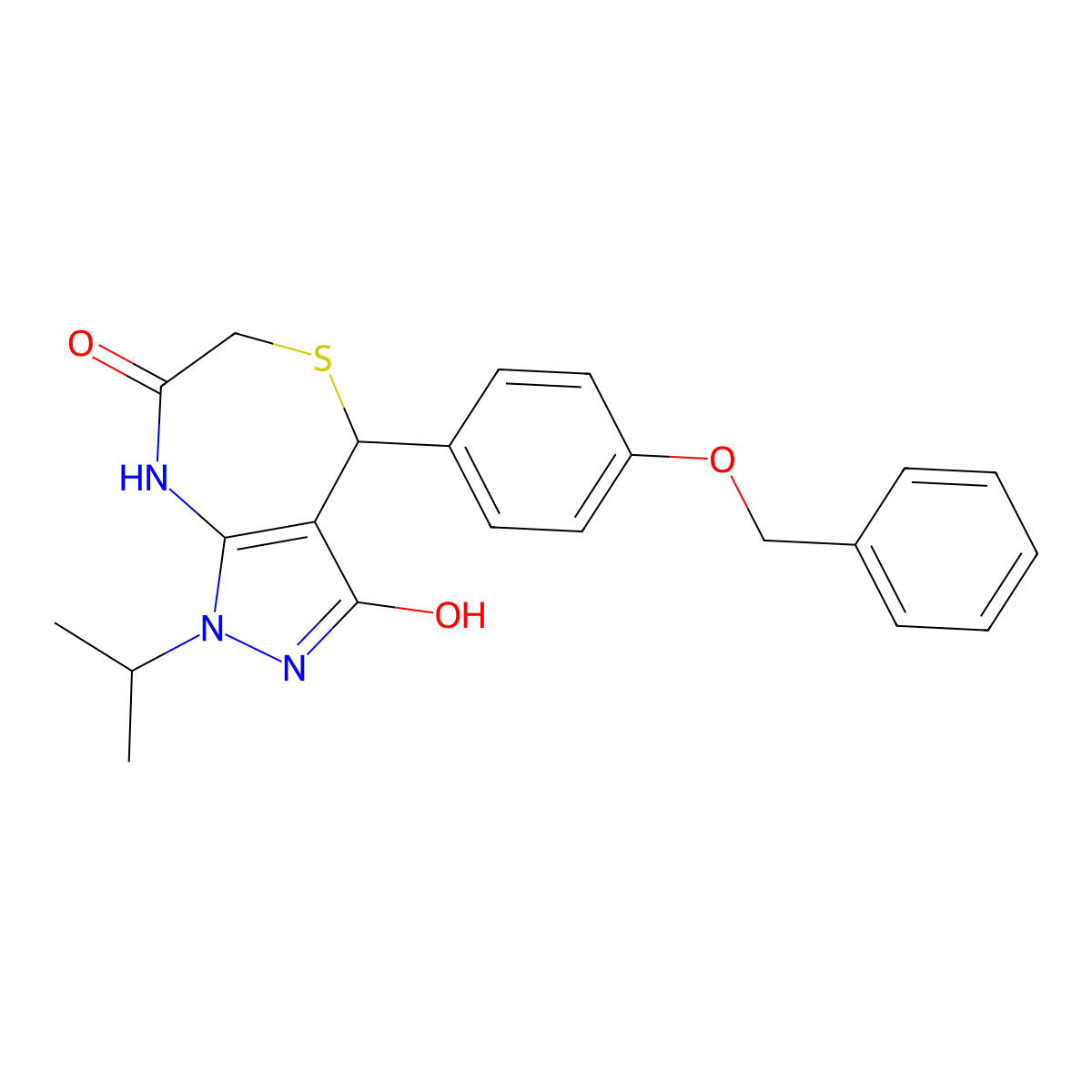 4-(4-phenylmethoxyphenyl)-1-propan-2-yl-4,8-dihydro-2H-pyrazolo[3,4-e][1,4]thiazepine-3,7-dione molecular structure, CAS 692264-67-8
