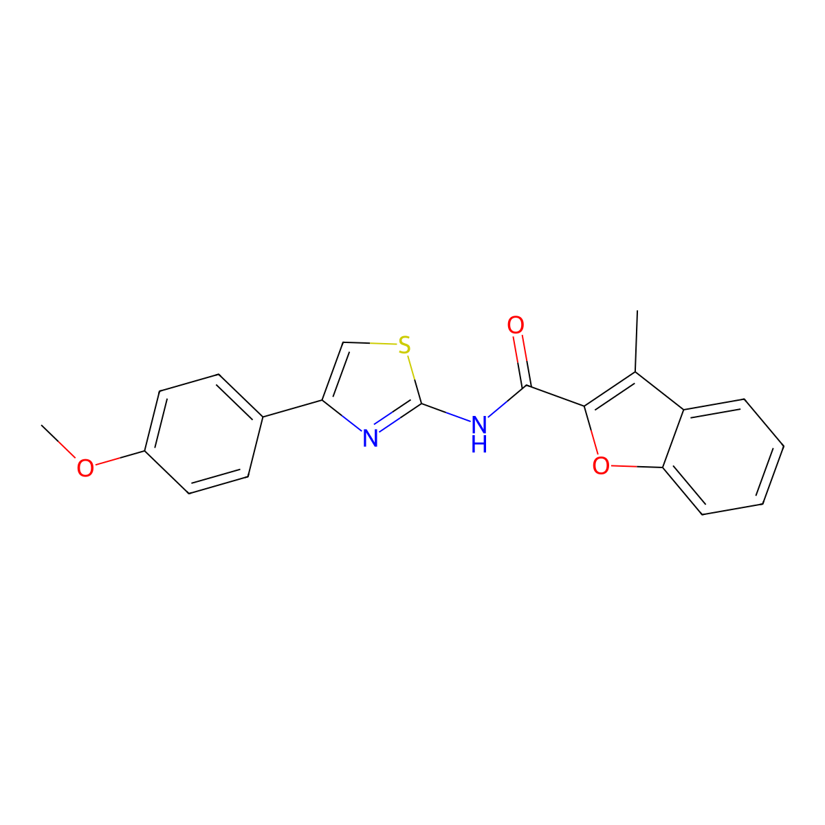 N-[4-(4-methoxyphenyl)-1,3-thiazol-2-yl]-3-methyl-1-benzofuran-2-carboxamide molecular structure, CAS 692264-75-8