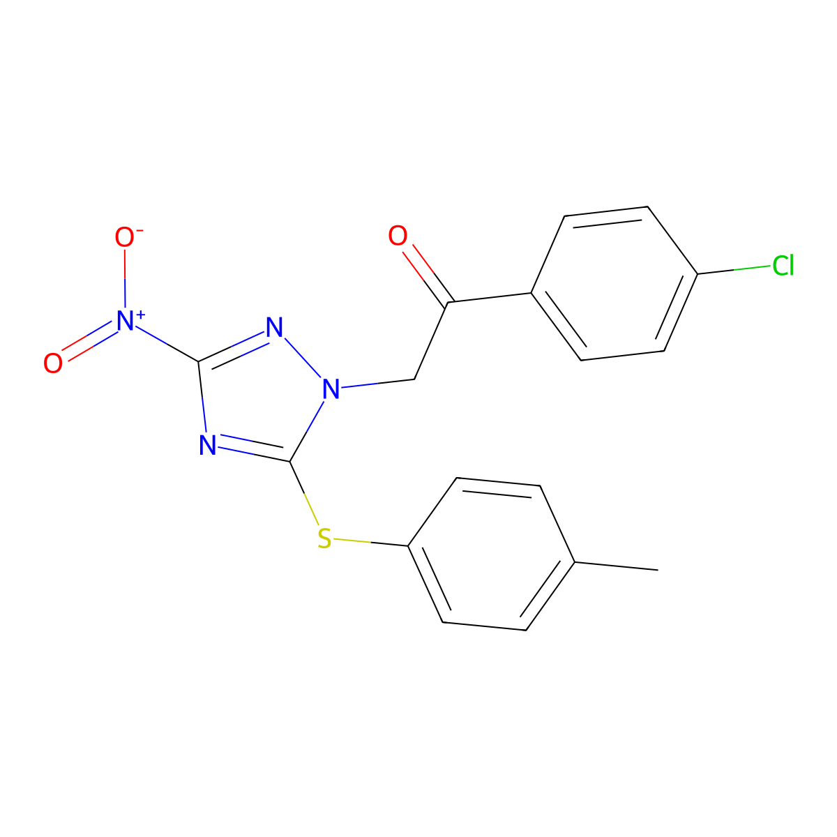 1-(4-Chlorophenyl)-2-[5-(4-methylphenyl)sulfanyl-3-nitro-1,2,4-triazol-1-yl]ethanone molecular structure, CAS 692265-30-8