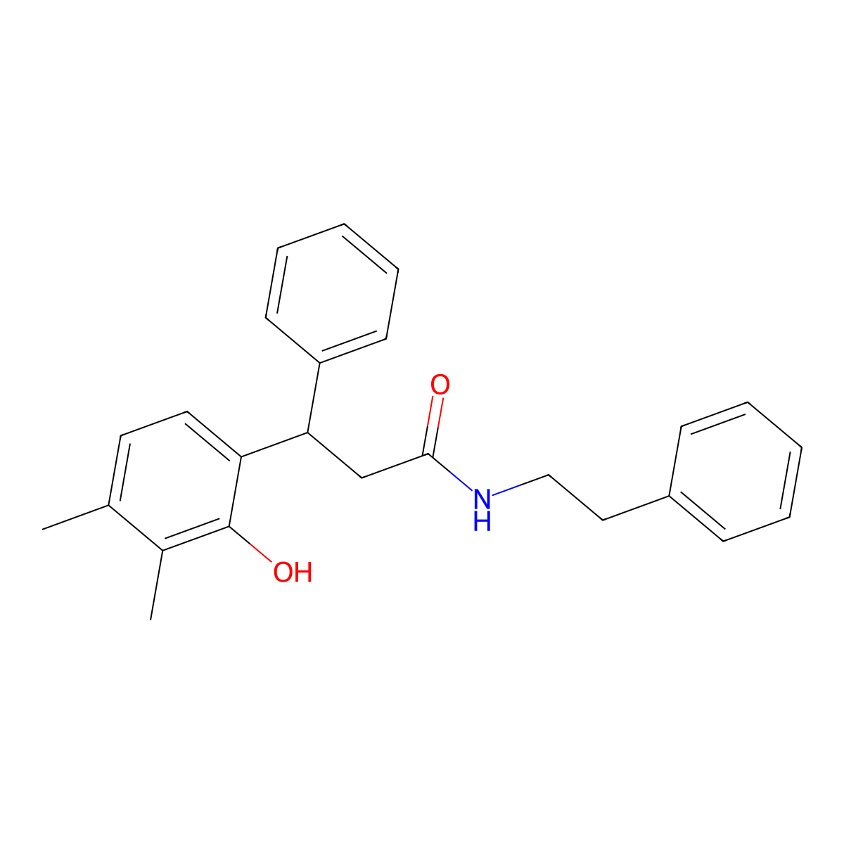 3-(2-hydroxy-3,4-dimethylphenyl)-N-phenethyl-3-phenylpropanamide molecular structure, CAS 692265-52-4