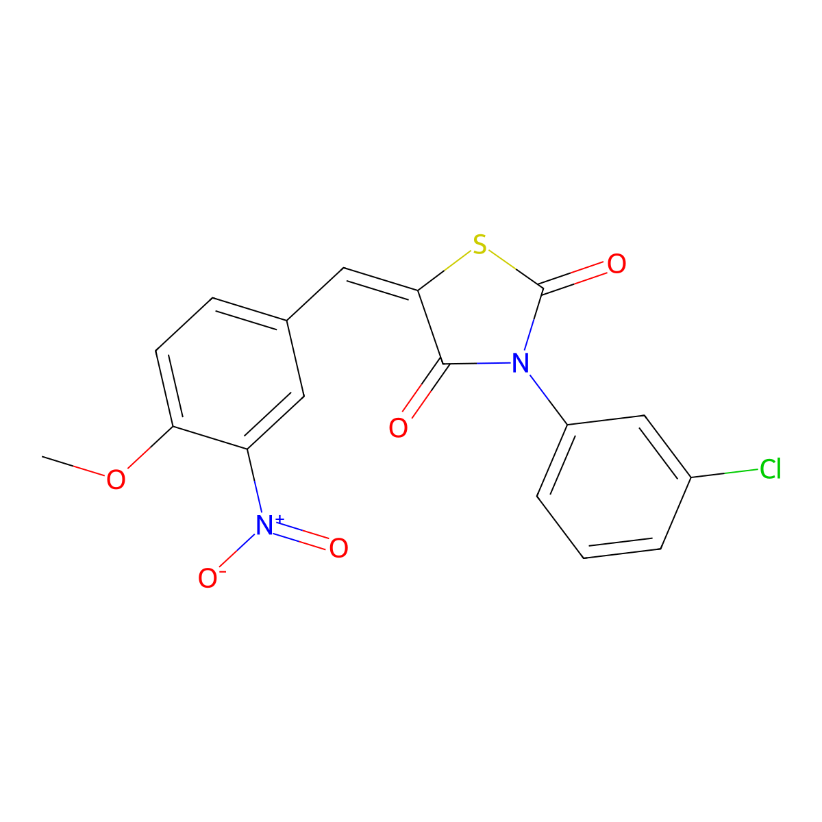 3-(3-Chlorophenyl)-5-[(4-methoxy-3-nitrophenyl)methylidene]-1,3-thiazolidine-2,4-dione molecular structure, CAS 692265-93-3